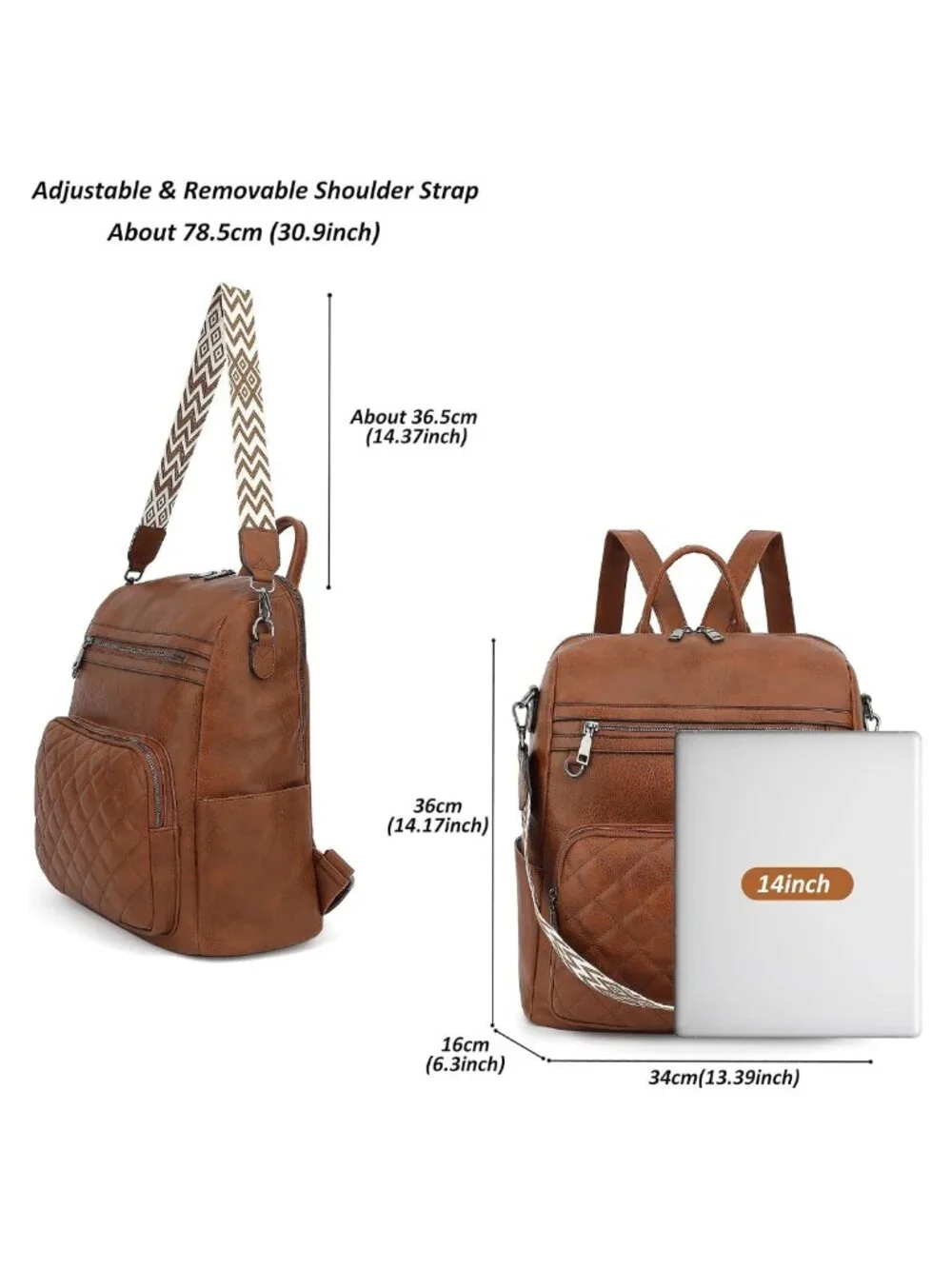 Large PU Leather Backpack Purse Anti-Theft Convertible Backpack